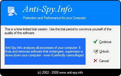Anti-Spy.Info trial notification