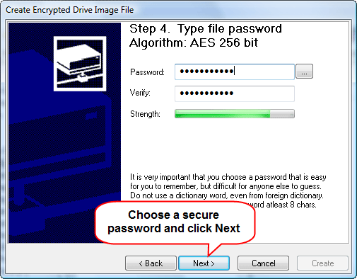 Choose some password to protect your files